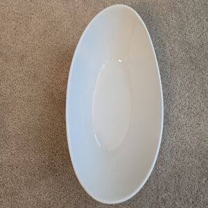 Over & Back China Sides Pat. All White Porcelain Oval Serving Bowl 12" x 6 1/2"